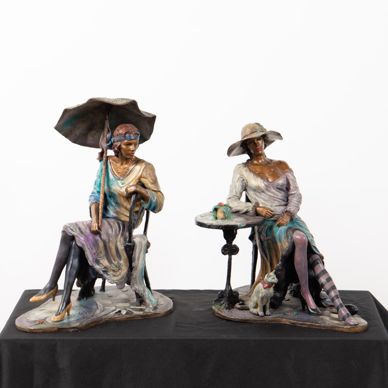 2 PCS, ISAAC MAIMON CAFE CARNIVALE BRONZE