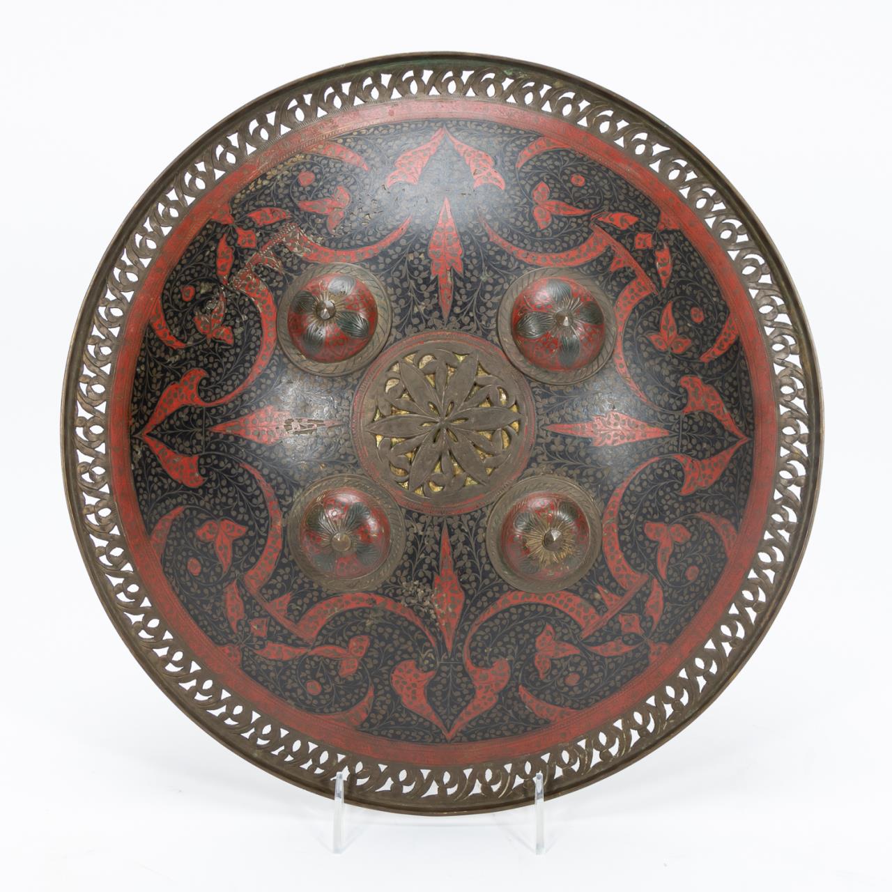 19TH C. RED AND BLACK ENAMELED