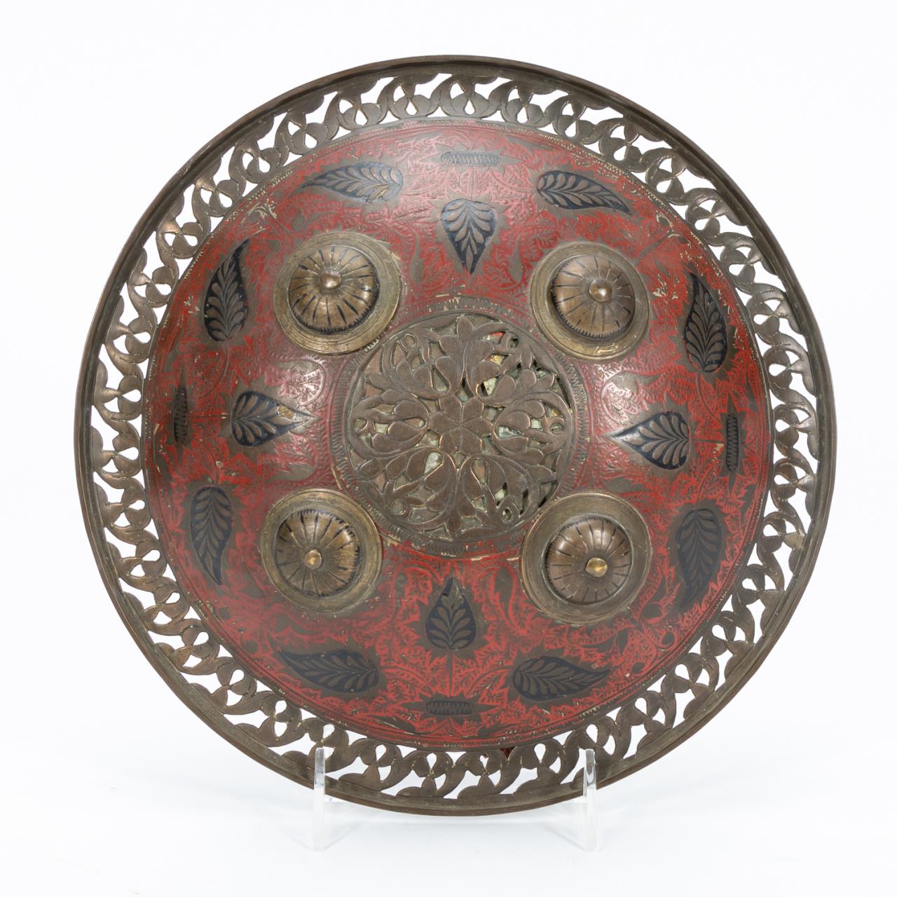 19TH C PERSIAN CONVEX RED ENAMELED 35d744