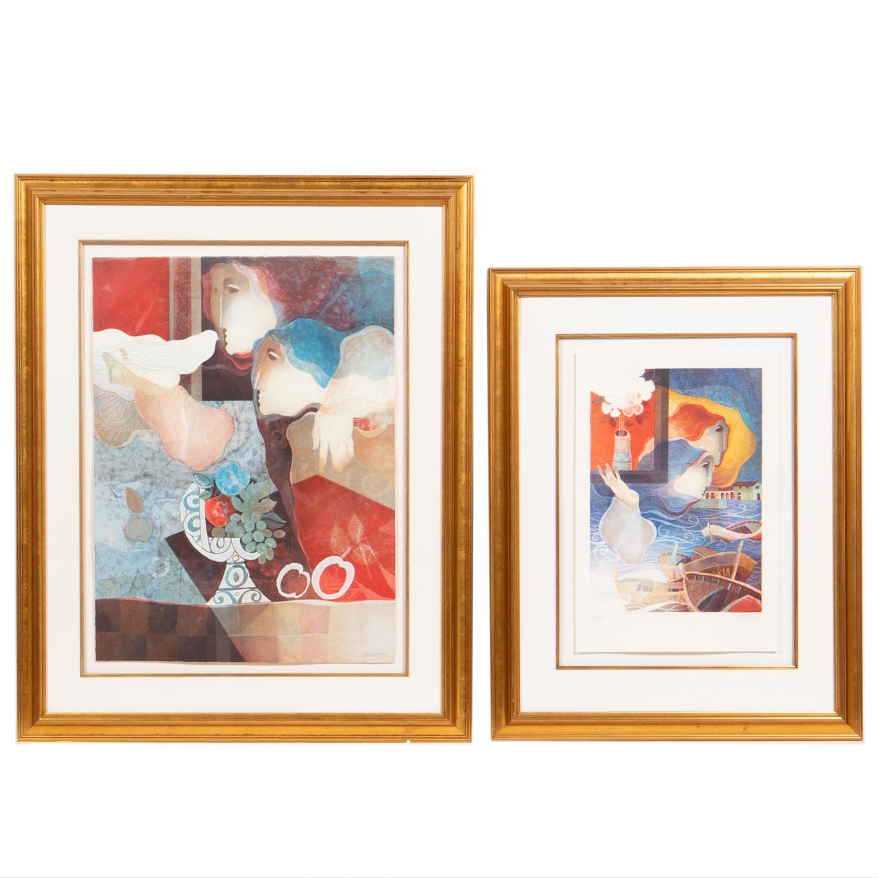 2 PCS, ALVAR FIGURAL EMBOSSED LITHOGRAPHS,