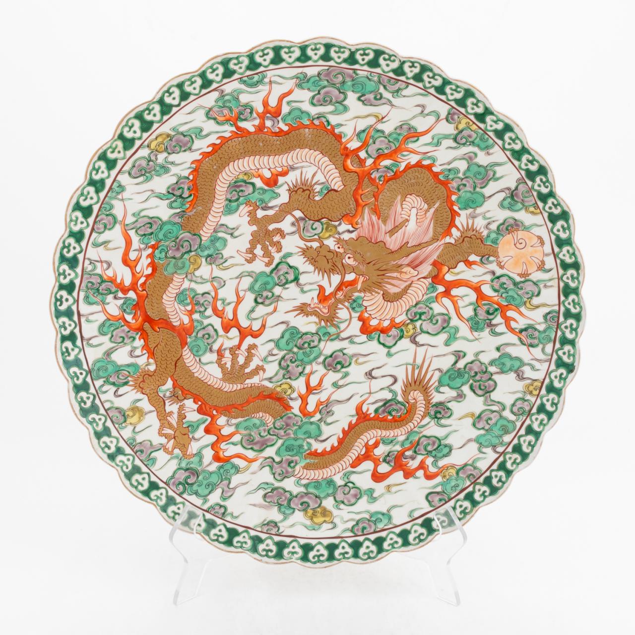 JAPANESE FAMILLE VERTE DRAGON CHARGER 35d805