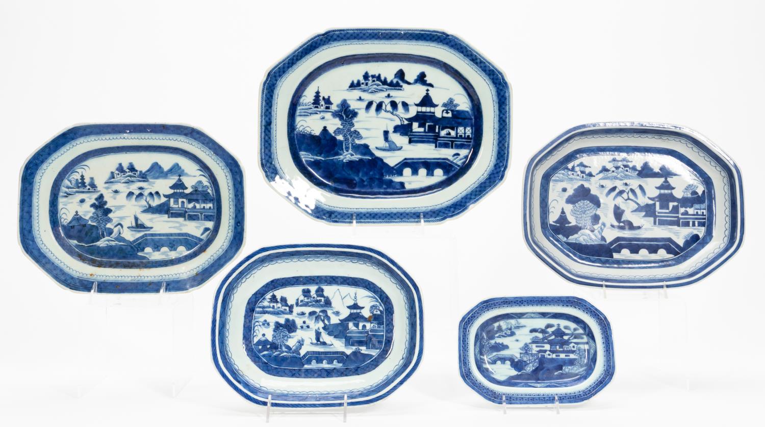 5 VARIOUS SHAPED CANTON PORCELAIN 35d829