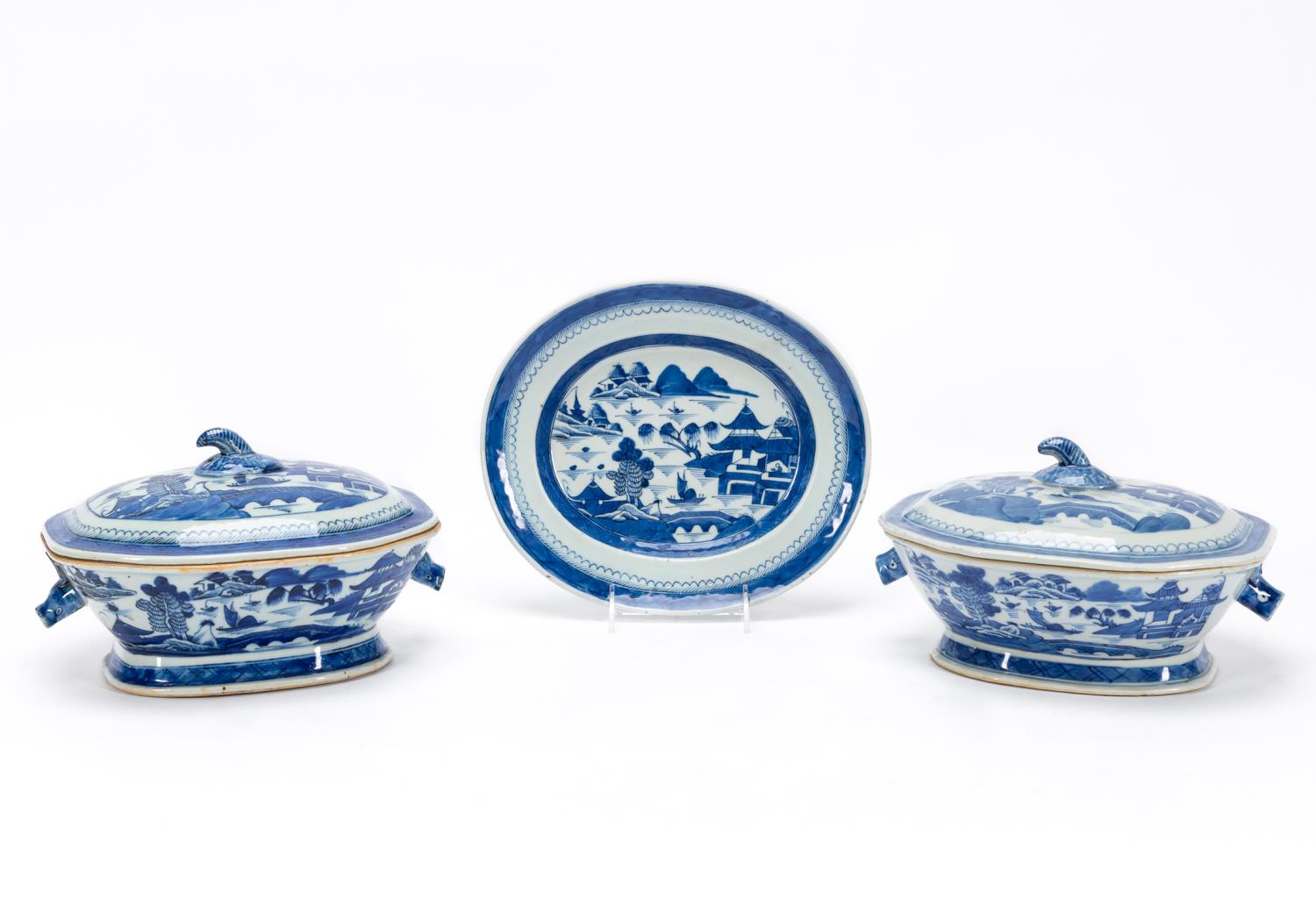 GROUP OF 2 CANTON PORCELAIN TUREENS