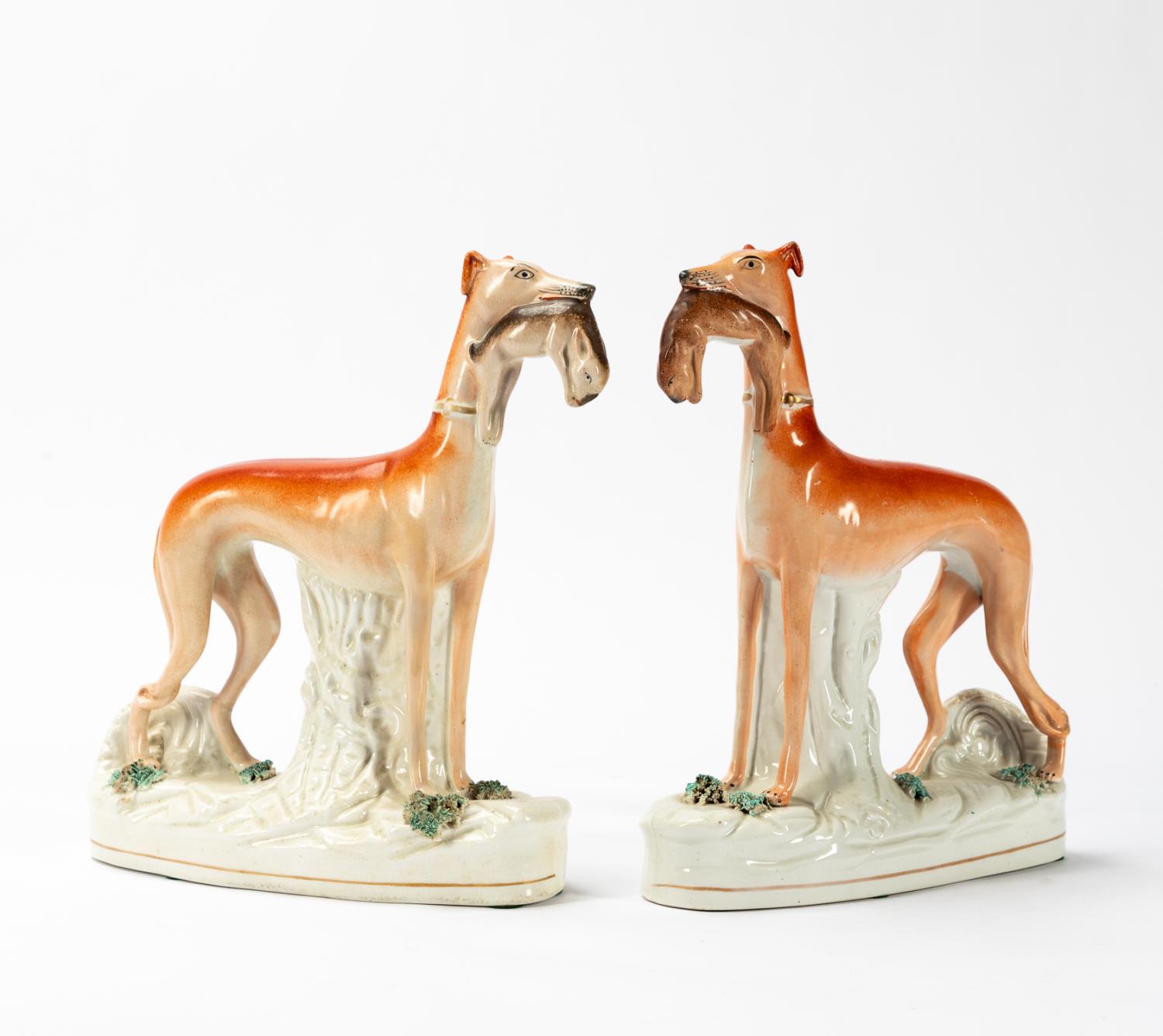 PAIR STAFFORDSHIRE WHIPPETS WITH 35d83b