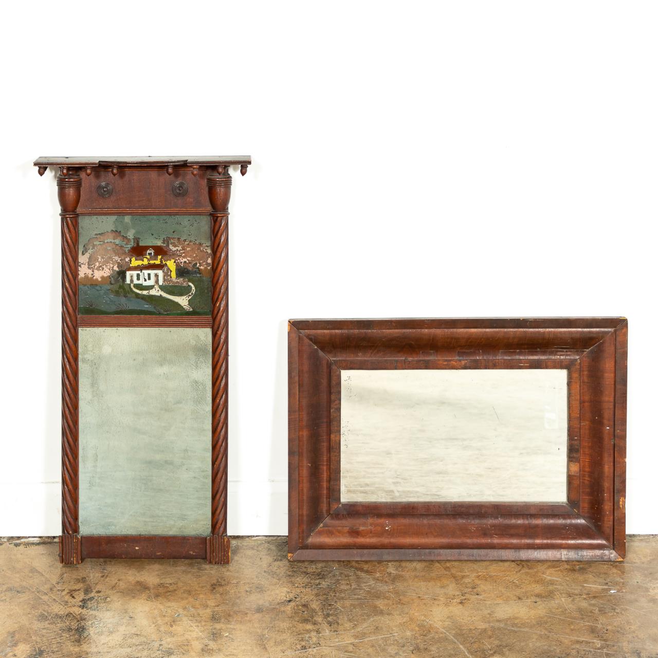 TWO 19TH C MIRRORS, EGLOMISE &