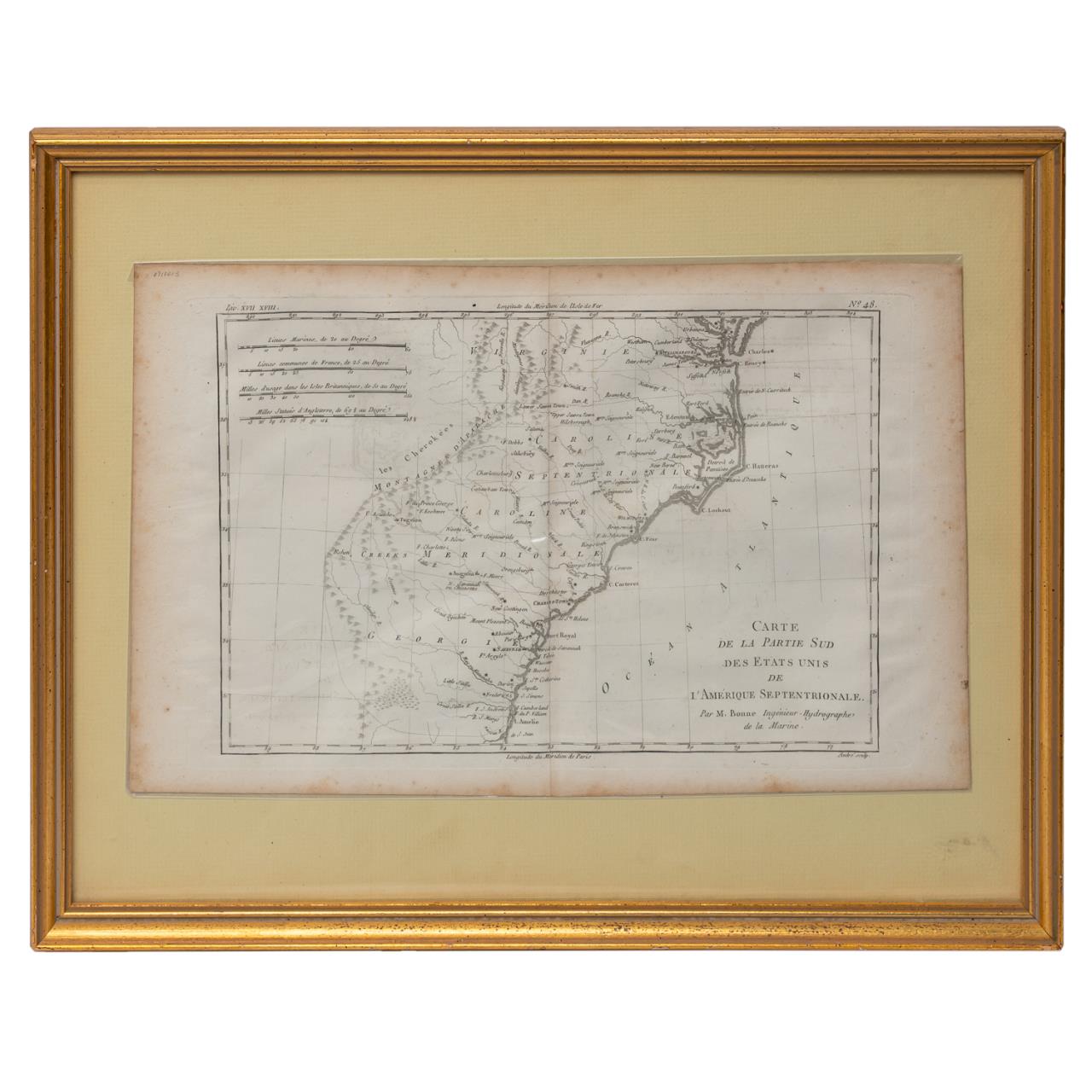 18TH CENTURY FRENCH MAP OF SOUTHEASTERN 35d929