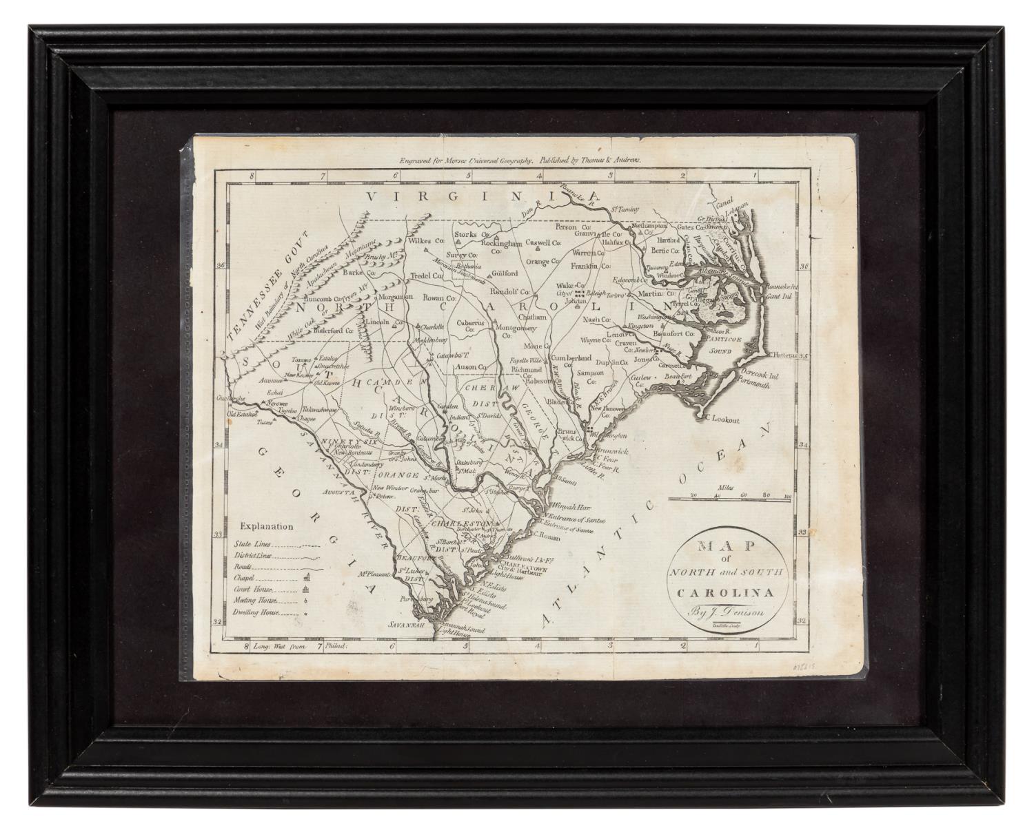 1796 MAP OF NORTH SOUTH CAROLINA  35d942