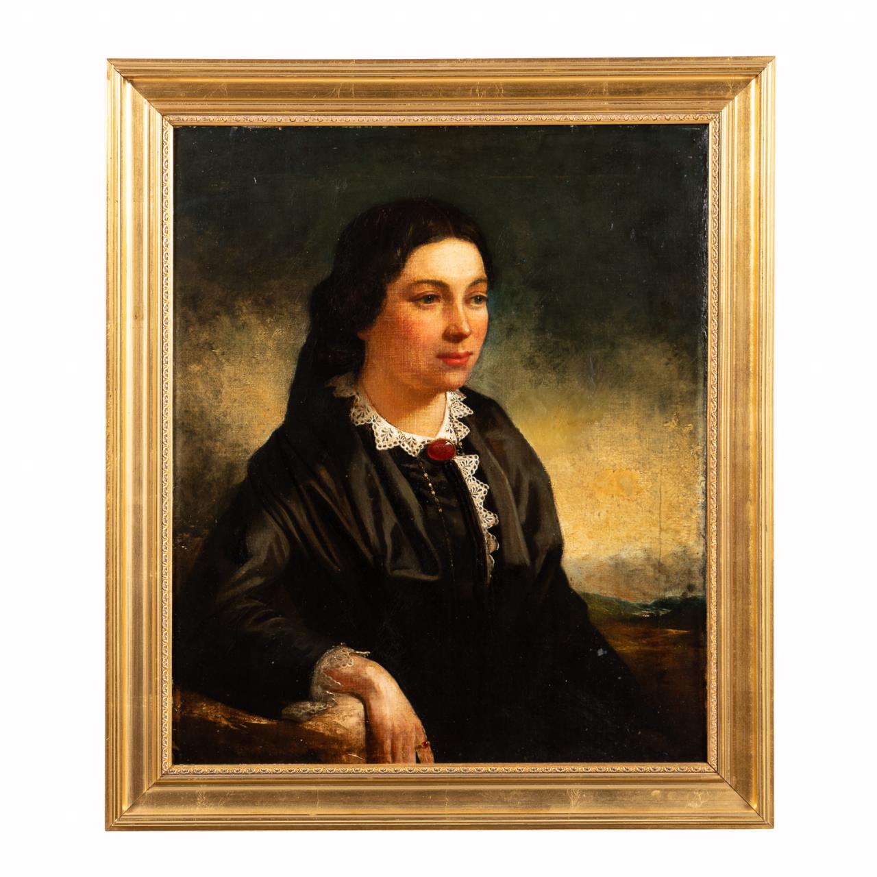 19TH C PORTRAIT OF WOMAN OIL ON 35d987