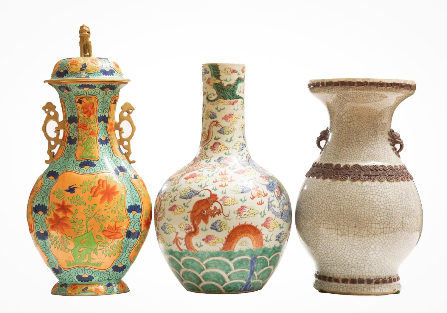 GROUP OF THREE ASIAN VASES A Chinese