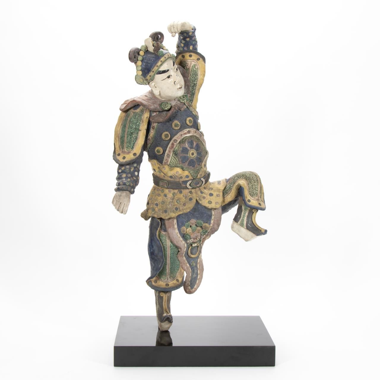 CHINESE POLYCHROME FIGURAL ROOF TILE