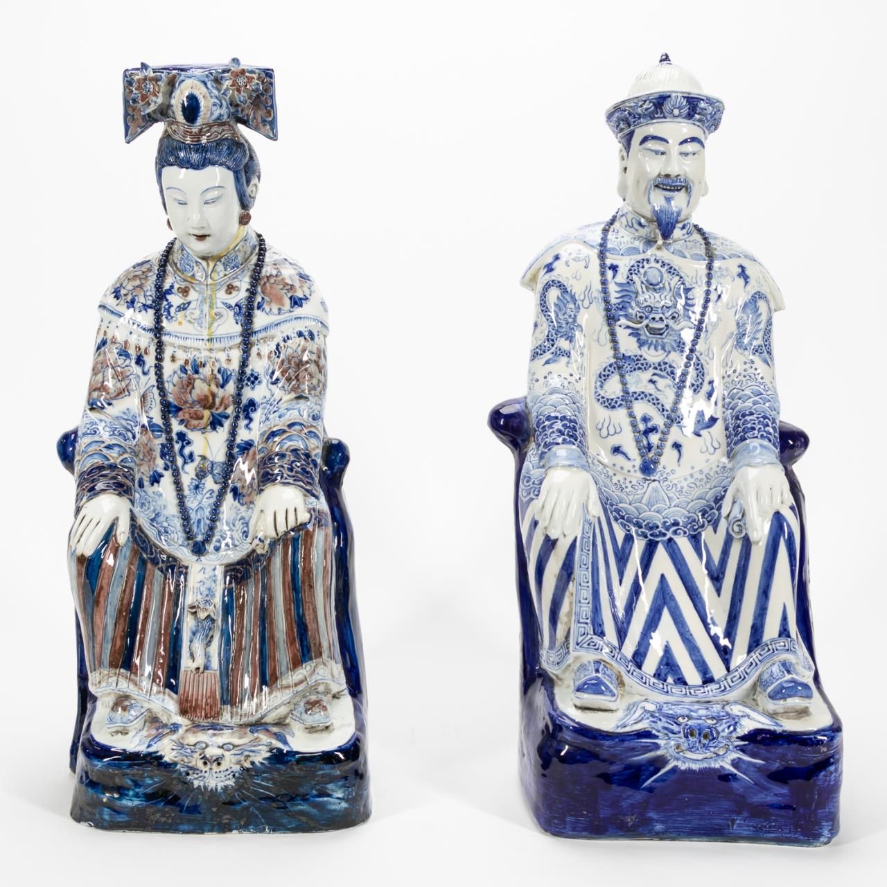 PAIR, CHINESE LG. SEATED EMPEROR