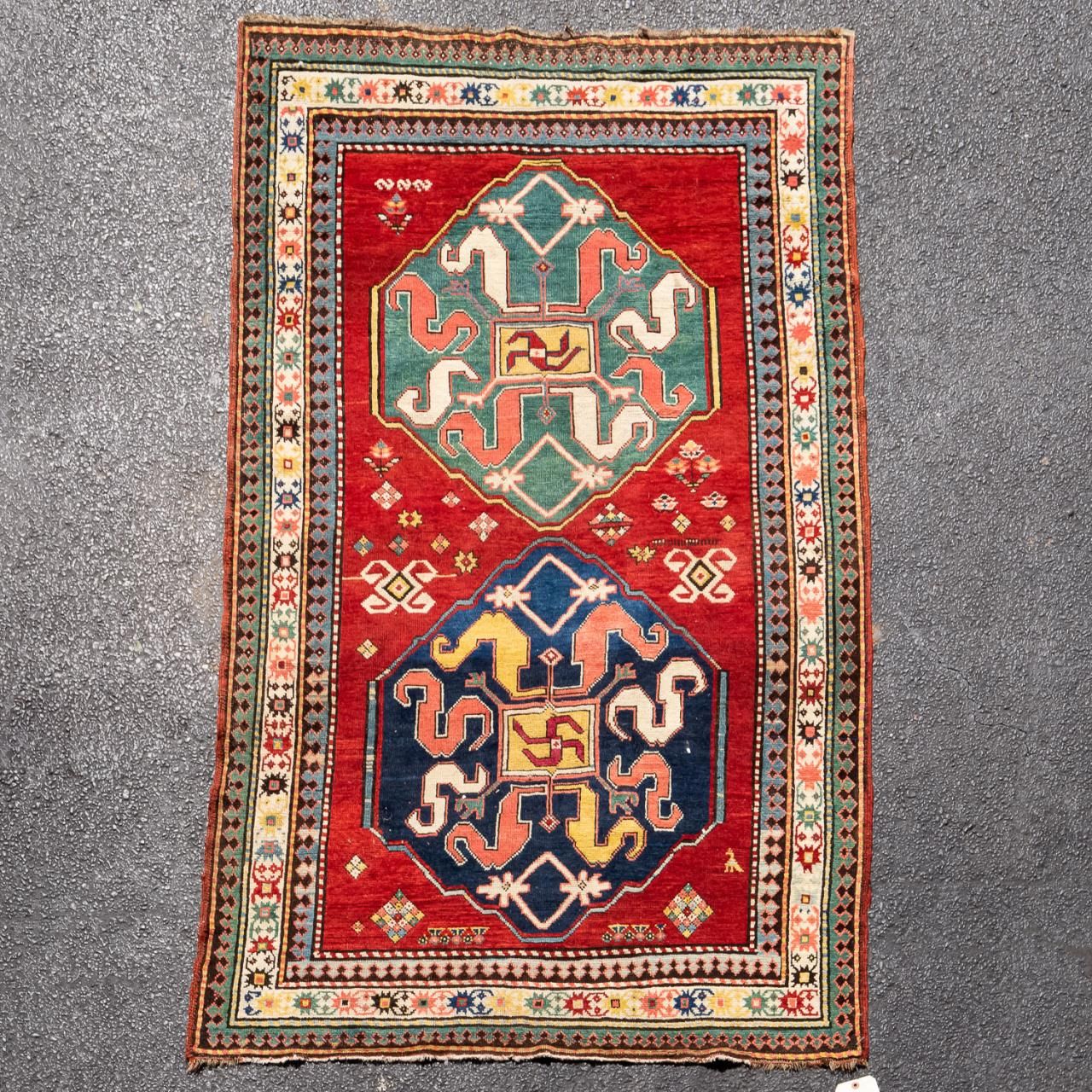 KAZAK HANDWOVEN WOOL CARPET, 4'