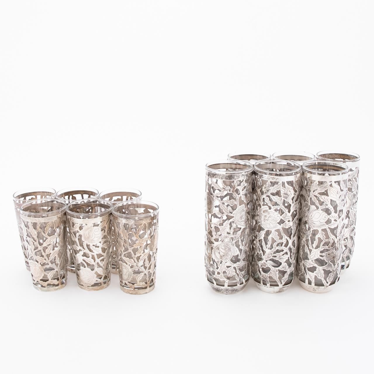 12 PCS, STERLING OVERLAY DRINKING