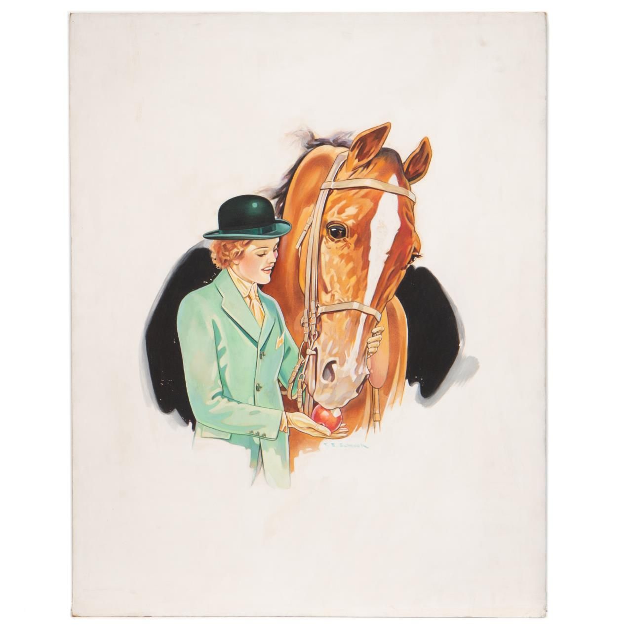 TED SCHROCK EQUESTRIAN PAINTING  35dcf9
