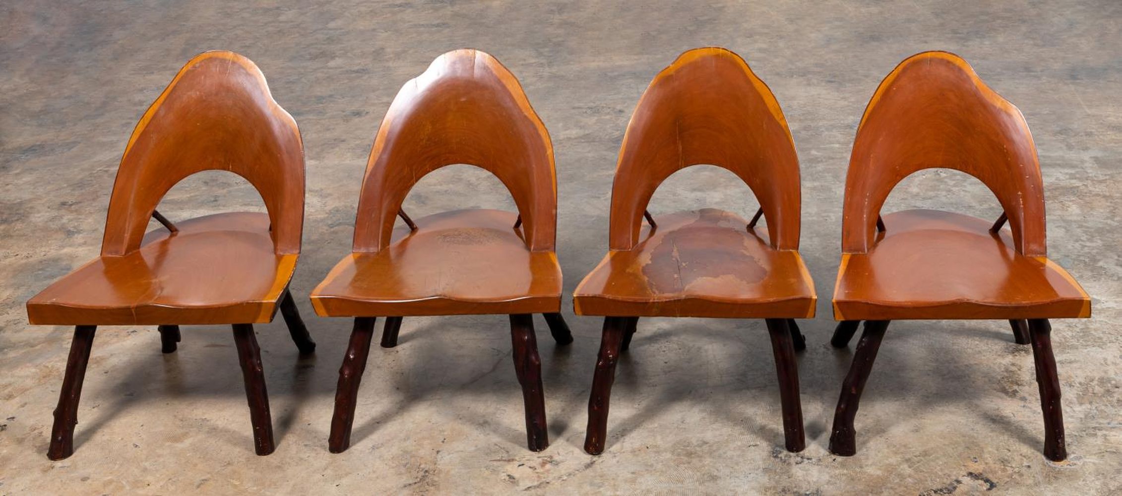 SET 4 TREE TRUNK CHAIRS, MASONIC LODGE,