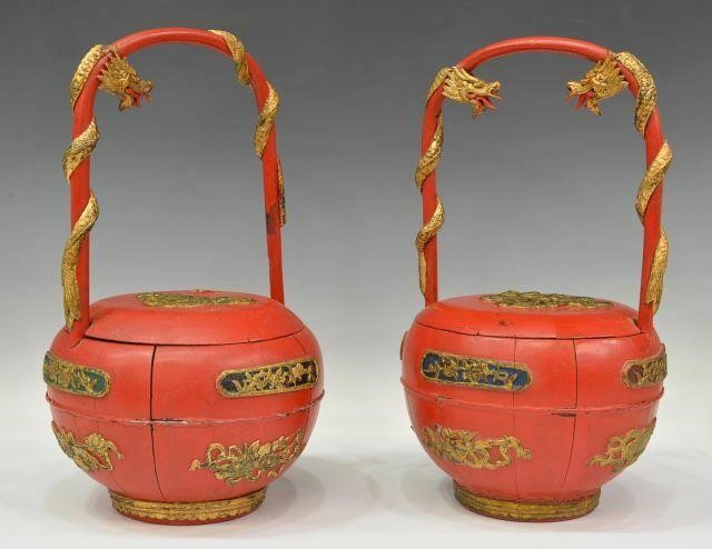 (2) CHINESE PARCEL GILT LACQUERED