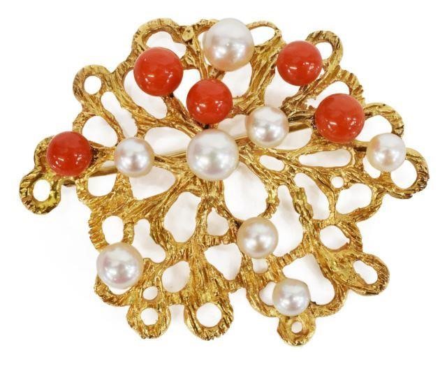 ESTATE 18KT YELLOW GOLD CORAL  35b673