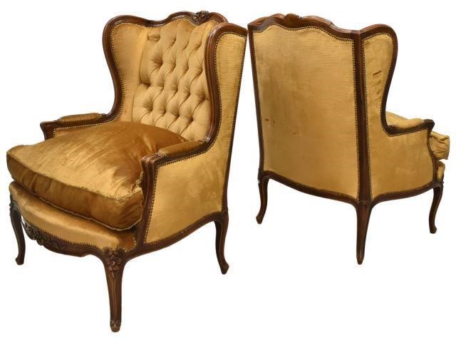 (2) LOUIS XV STYLE WALNUT WINGBACK