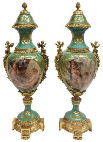 (2) LARGE SEVRES STYLE PORCELAIN COVERED