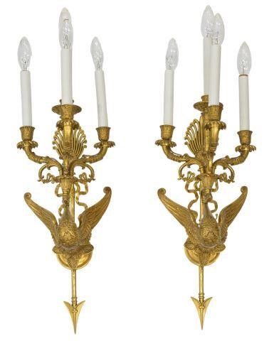 (2) FRENCH EMPIRE STYLE GILT BRONZE