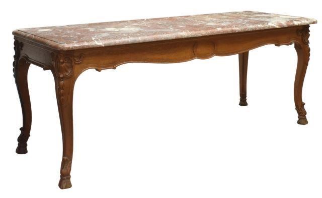 LOUIS XV STYLE MARBLE-TOP OAK ISLAND