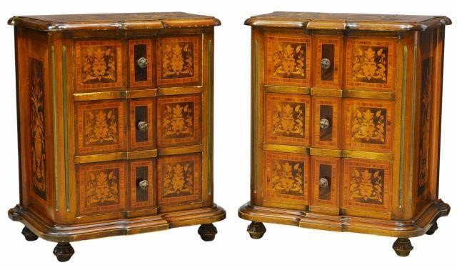 (2) DUTCH MARQUETRY BEDSIDE CABINETS(lot