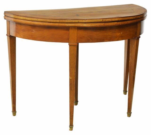 FRENCH MAHOGANY DEMILUNE FLIP-TOP GAMES