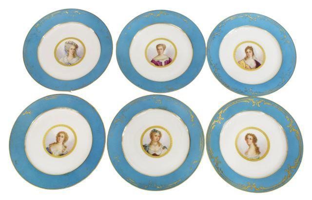 (6) FRENCH SEVRES STYLE PORTRAIT PORCELAIN