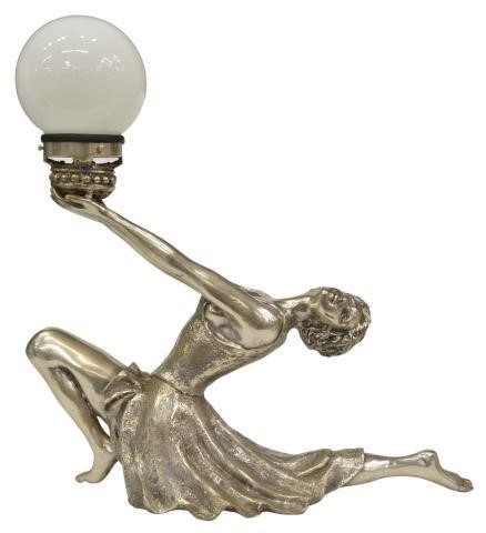 ART DECO STYLE SILVERED BRONZE FIGURAL