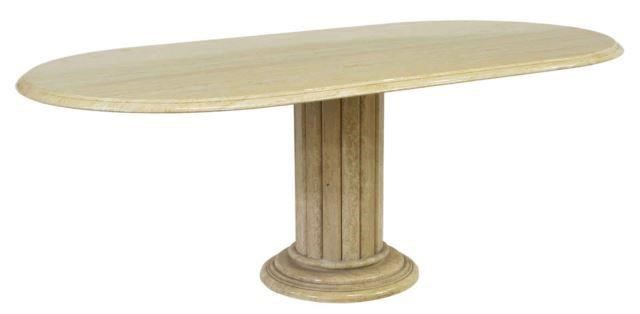 MODERN TRAVERTINE OVAL TOP PEDESTAL 35b847