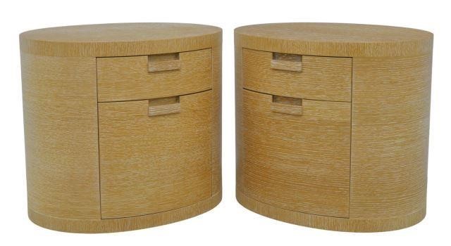 (2) MODERN CERUSED WHITE OAK FINISH