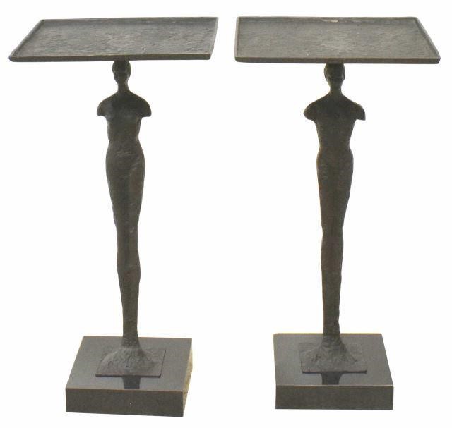  2 GIACOMETTI STYLE FIGURAL BRONZE 35b860