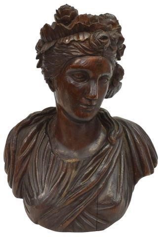 NEOCLASSICAL CARVED OAK BUST OF 35b86c