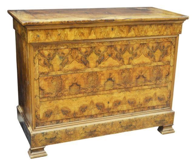 FRENCH LOUIS PHILIPPE BURLED FOUR DRAWER 35b88e