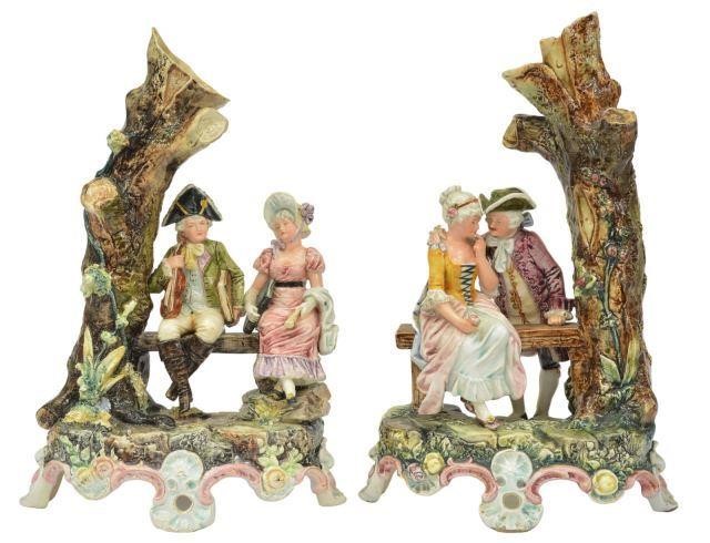  2 CONTINENTAL MAJOLICA FIGURAL 35b8c5