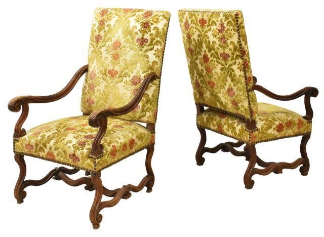 (2) FRENCH LOUIS XIV STYLE UPHOLSTERED