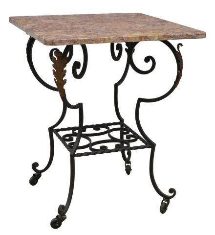 FRENCH MARBLE-TOP WROUGHT IRON