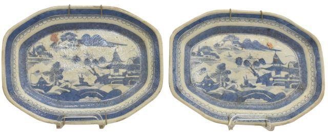 (2) CHINESE CANTON BLUE & WHITE