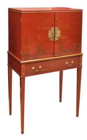 CHINOISERIE RED LACQUERED CHEST