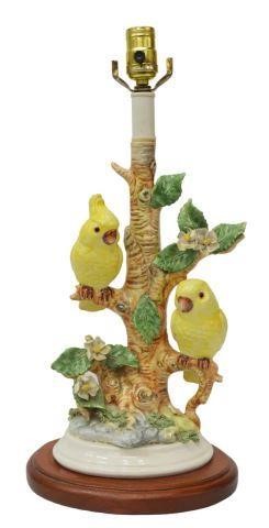 ITALIAN CERAMIC YELLOW BIRDS TABLE