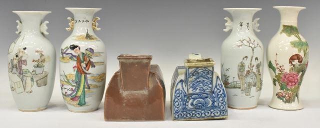 (6) CHINESE PORCELAIN VASES & CHAMBER