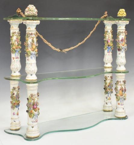 DRESDEN PORCELAIN & GLASS THREE-TIER