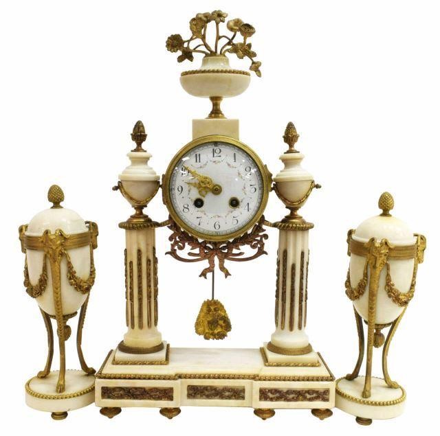  3 LOUIS XVI STYLE MARBLE CLOCK 35b9c1