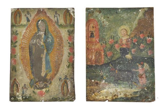 (2) SPANISH COLONIAL RELIGIOUS RETABLOS,