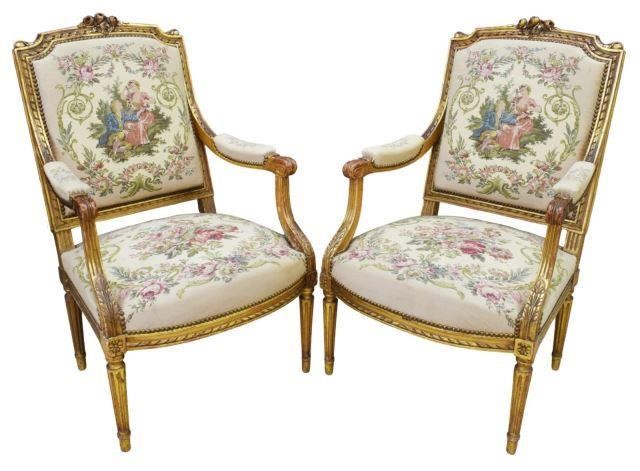  2 FRENCH LOUIS XVI STYLE GILTWOOD 35b9fa