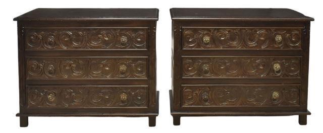 (2) SPANISH BAROQUE STYLE FOLIATE 3-DRAWER