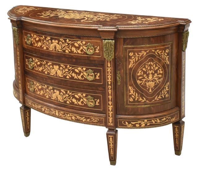 SPANISH FLORAL MARQUETRY DEMILUNE