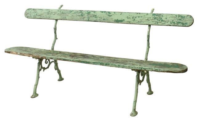 FRENCH PAINTED CAST IRON & WOOD GARDEN