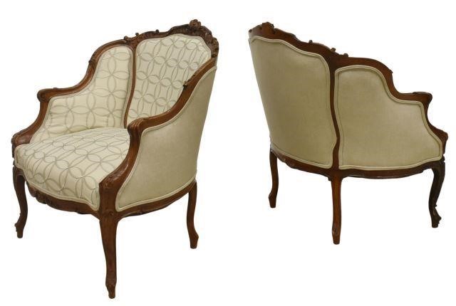 (2) LOUIS XV STYLE UPHOLSTERED