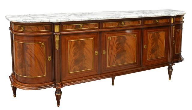 LOUIS XVI STYLE MARBLE-TOP MAHOGANY